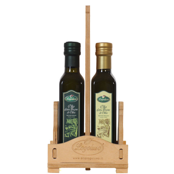 confezione-olio-extravergine-fruttato-delicato-intenso-logoluso